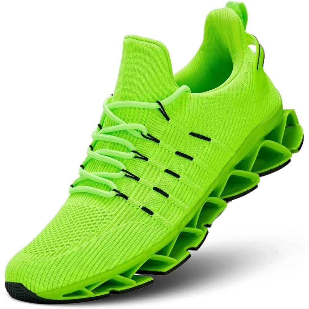 Men's Running Shoes Mesh Breathable Runners Sport Walking Tennis Sneakers Green